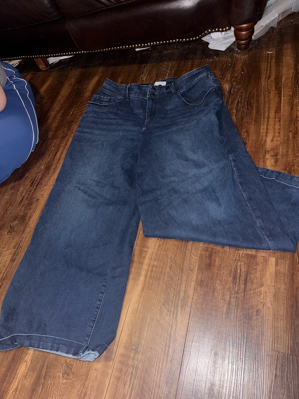 Lane Bryant Dark Blue Wide-Leg High Rise Jeans